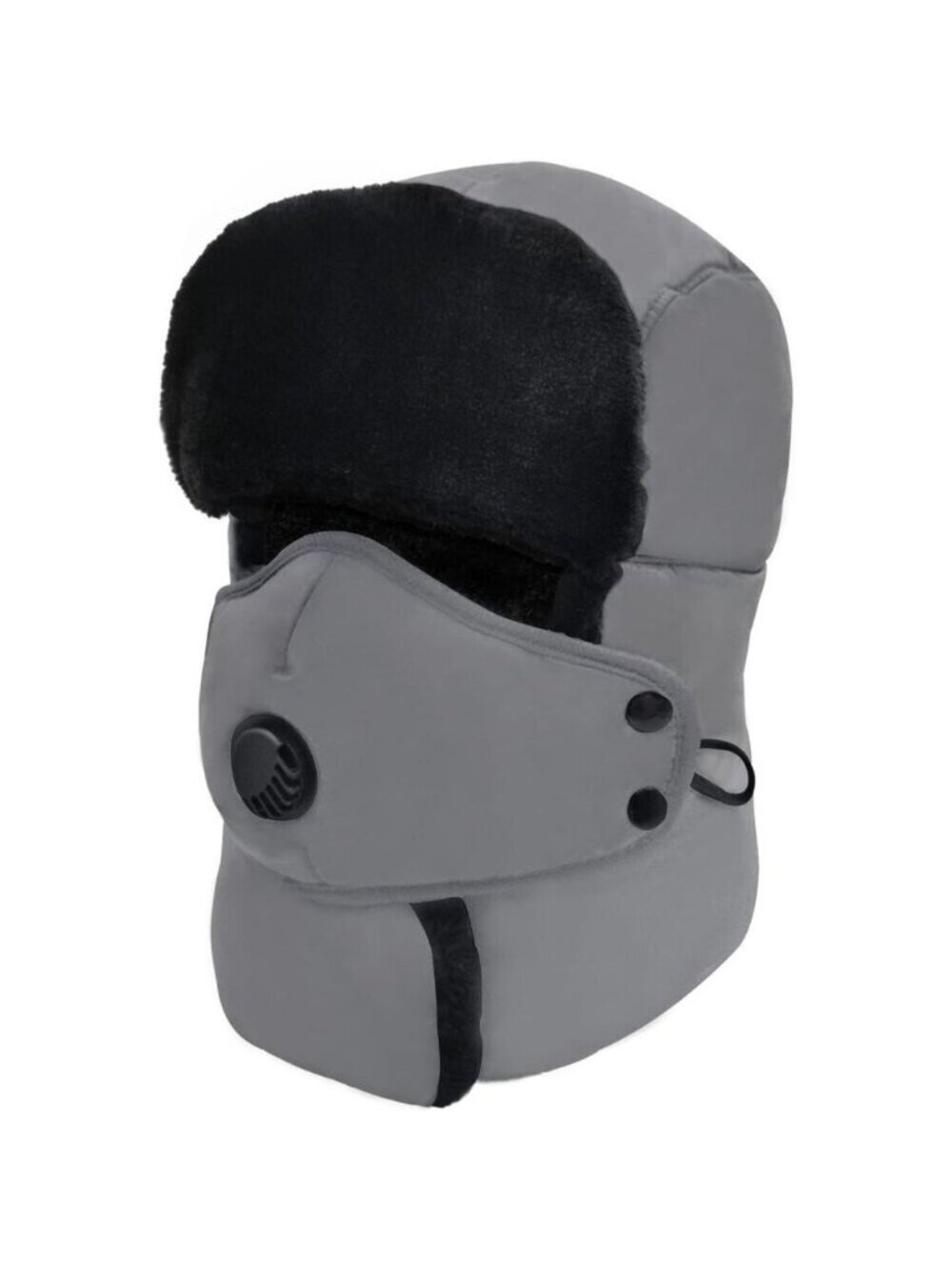 Unisex Grey Skiing Trooper With Face Mask Winter Skiing Ear Flaps Trapper Hat
